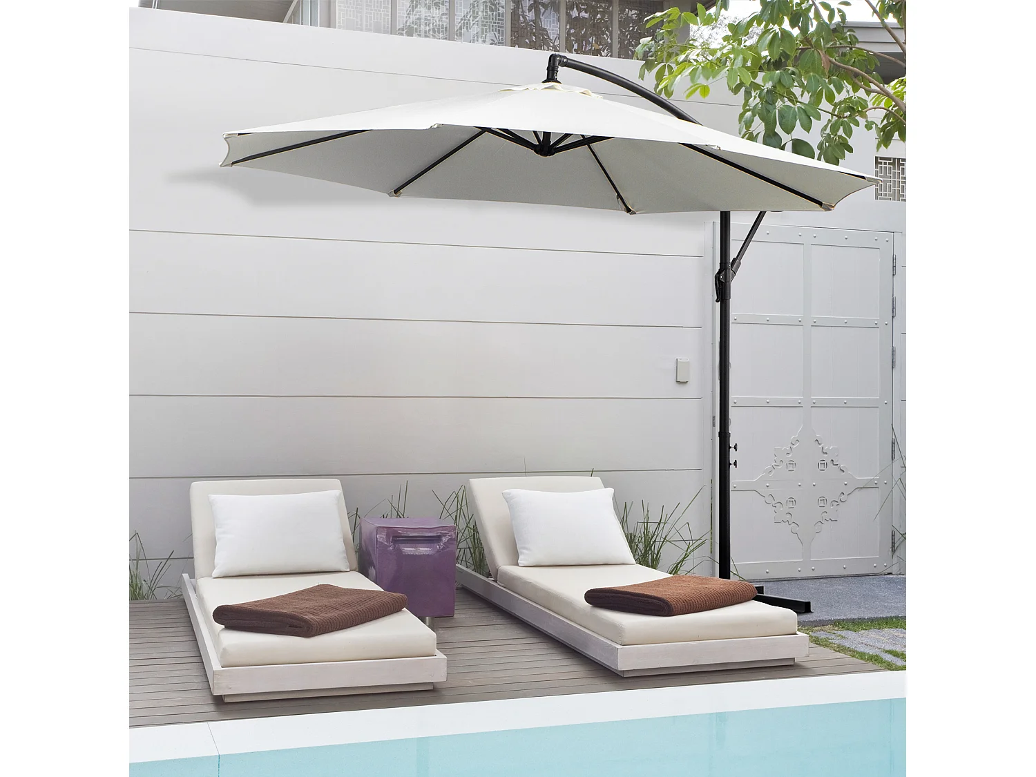 Sombrilla de jardín crema 295x295x245 cm Outsunny