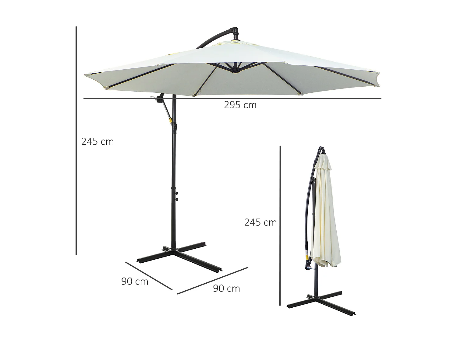Sombrilla de jardín crema 295x295x245 cm Outsunny