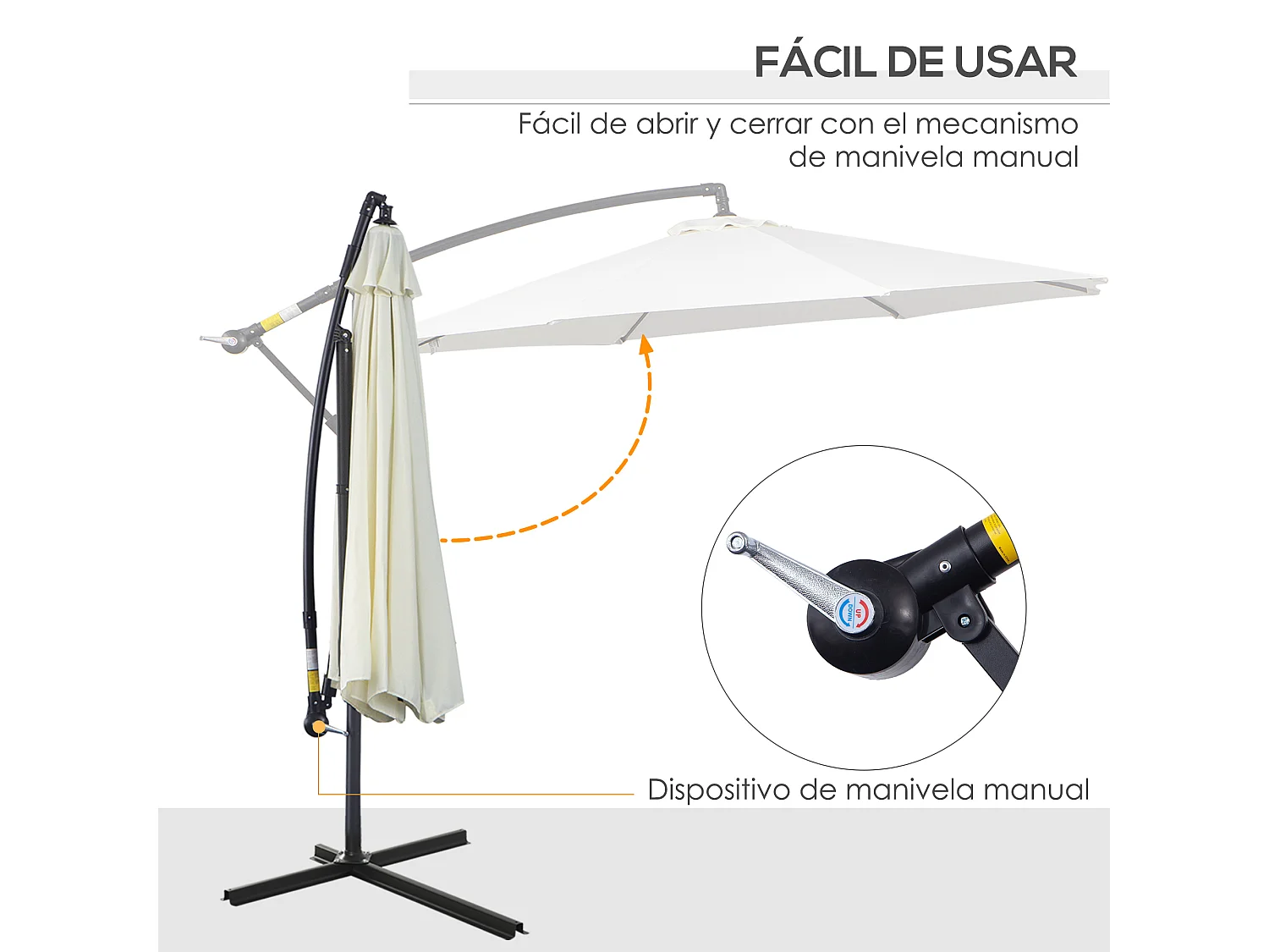 Sombrilla de jardín crema 295x295x245 cm Outsunny