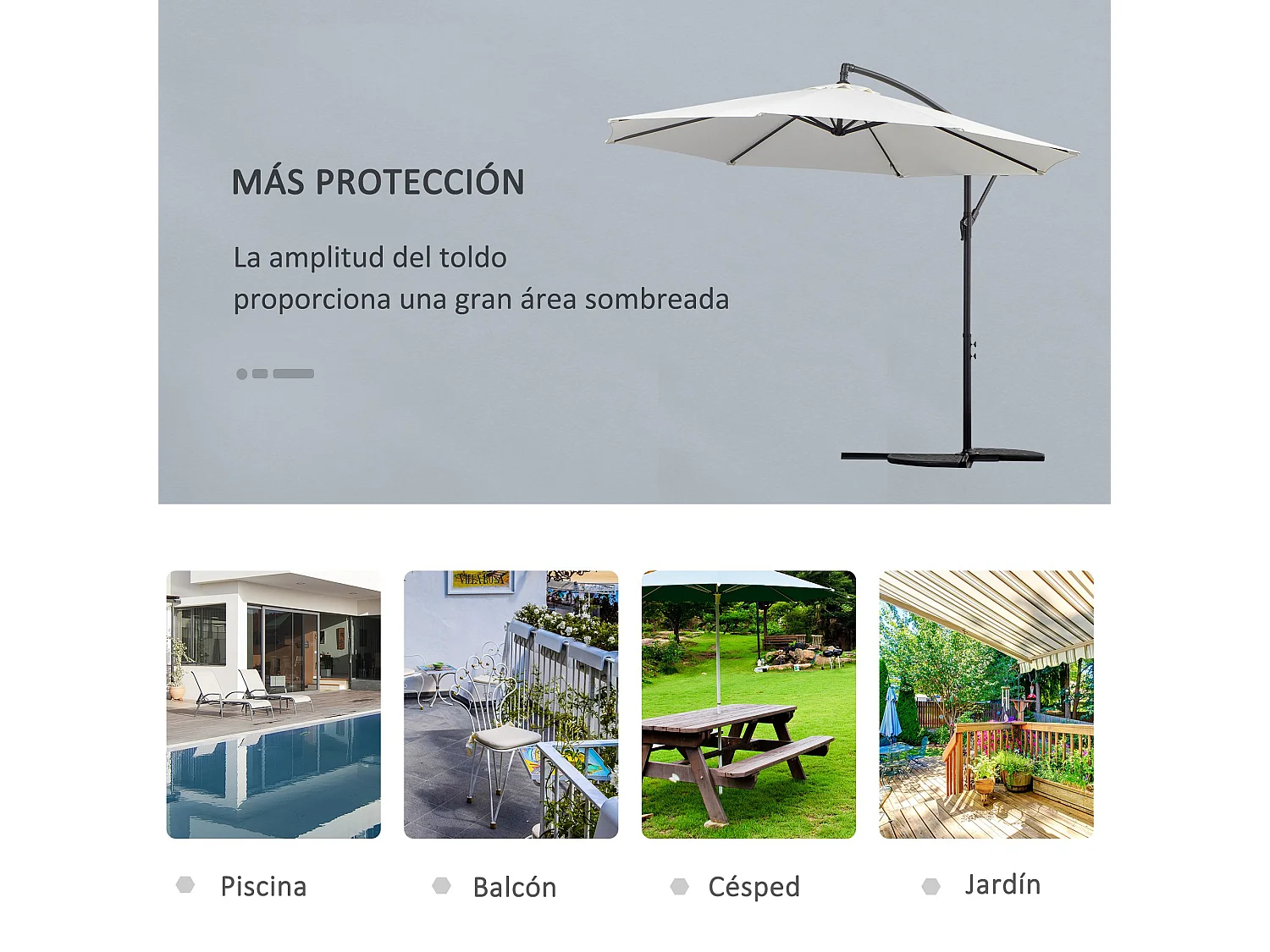 Sombrilla de jardín crema 295x295x245 cm Outsunny