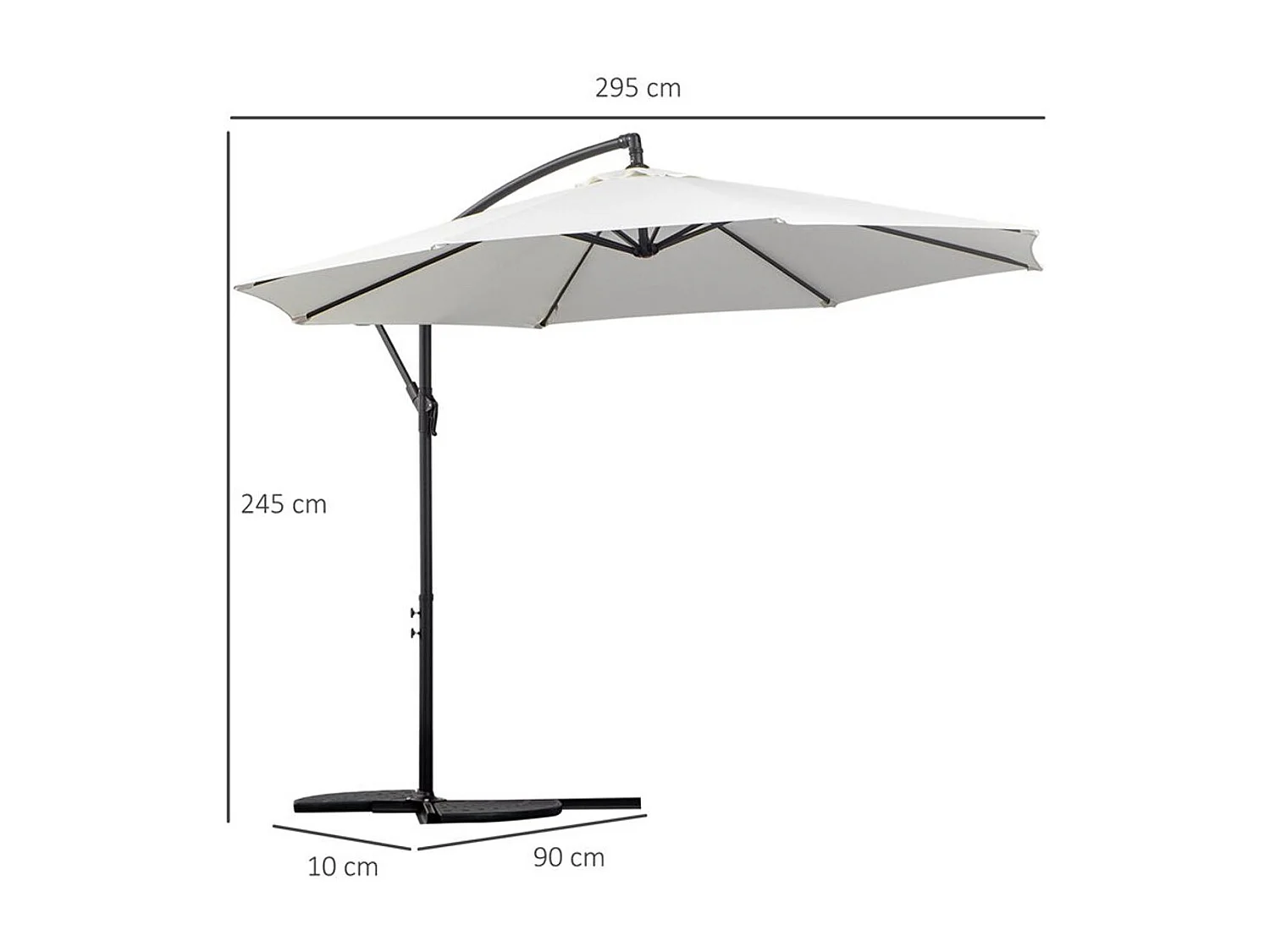 Sombrilla de jardín crema 295x295x245 cm Outsunny