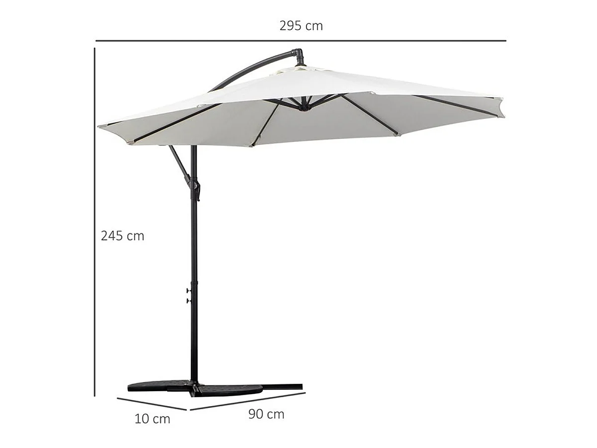 Sombrilla de jardín crema 295x295x245 cm Outsunny