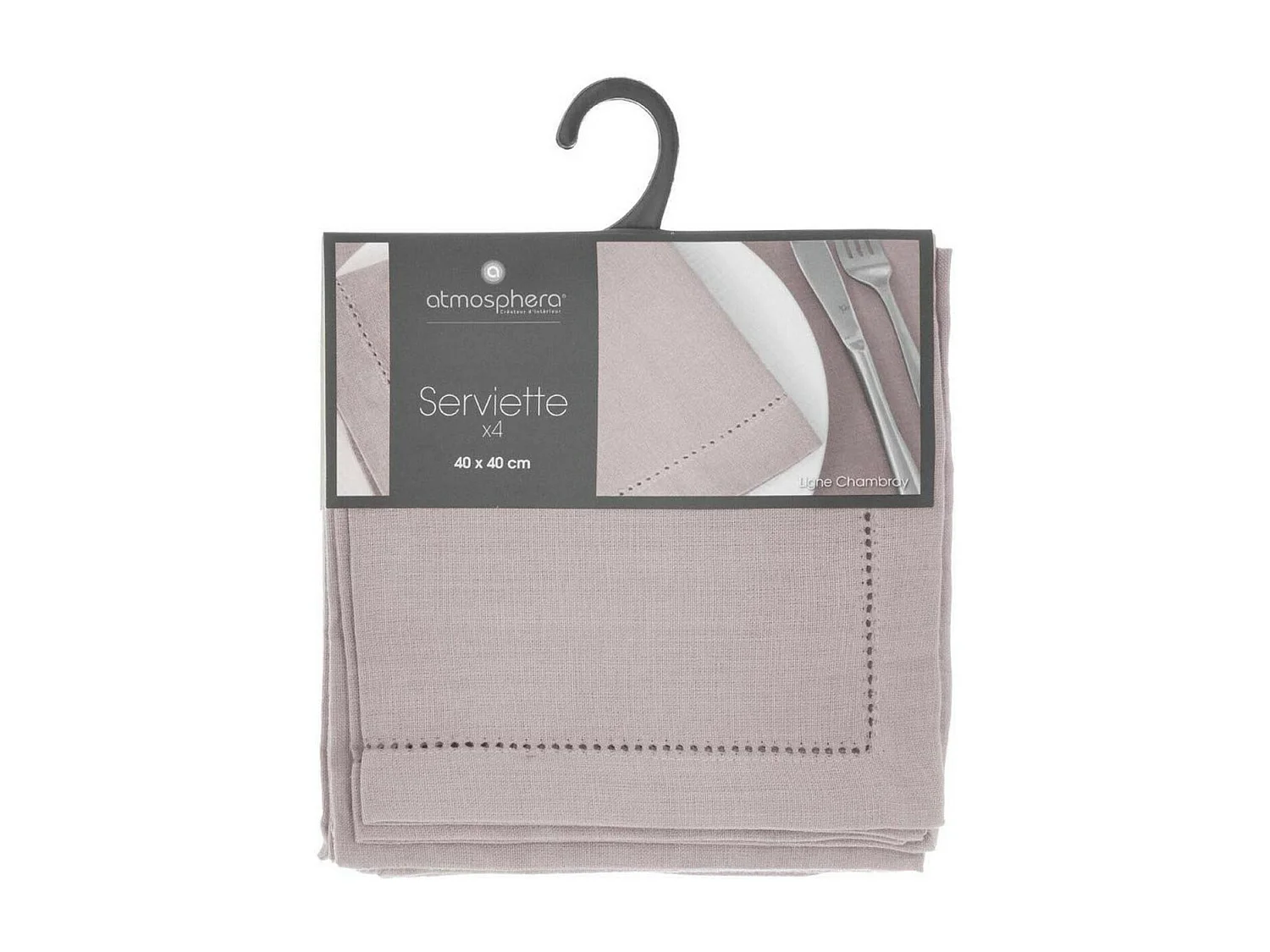 Lot de 4 Serviettes de table en Coton Gris clair 40 x 40 cm