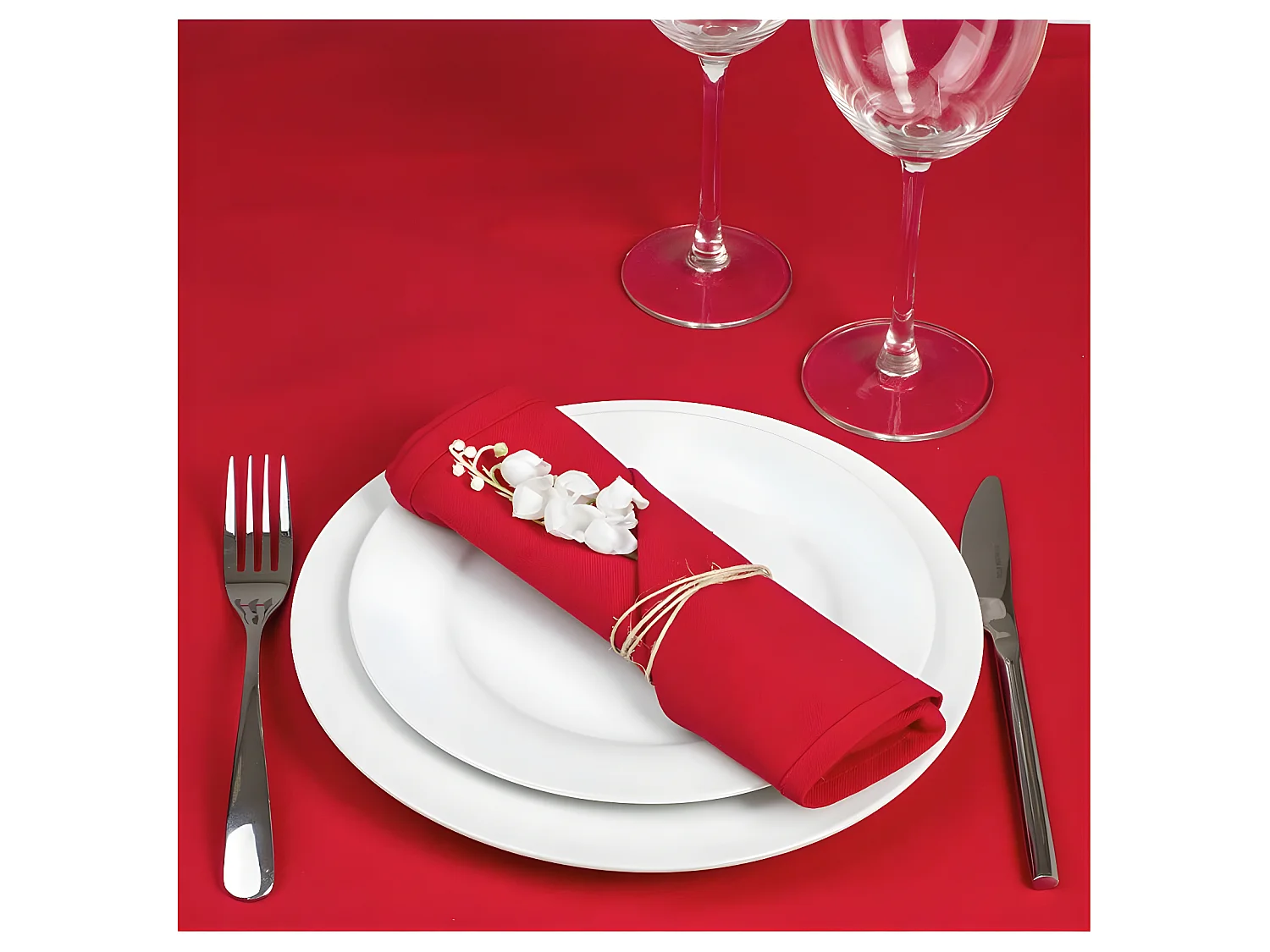 Lot de 4 Serviettes de table en Coton Rouge 40 x 40 cm