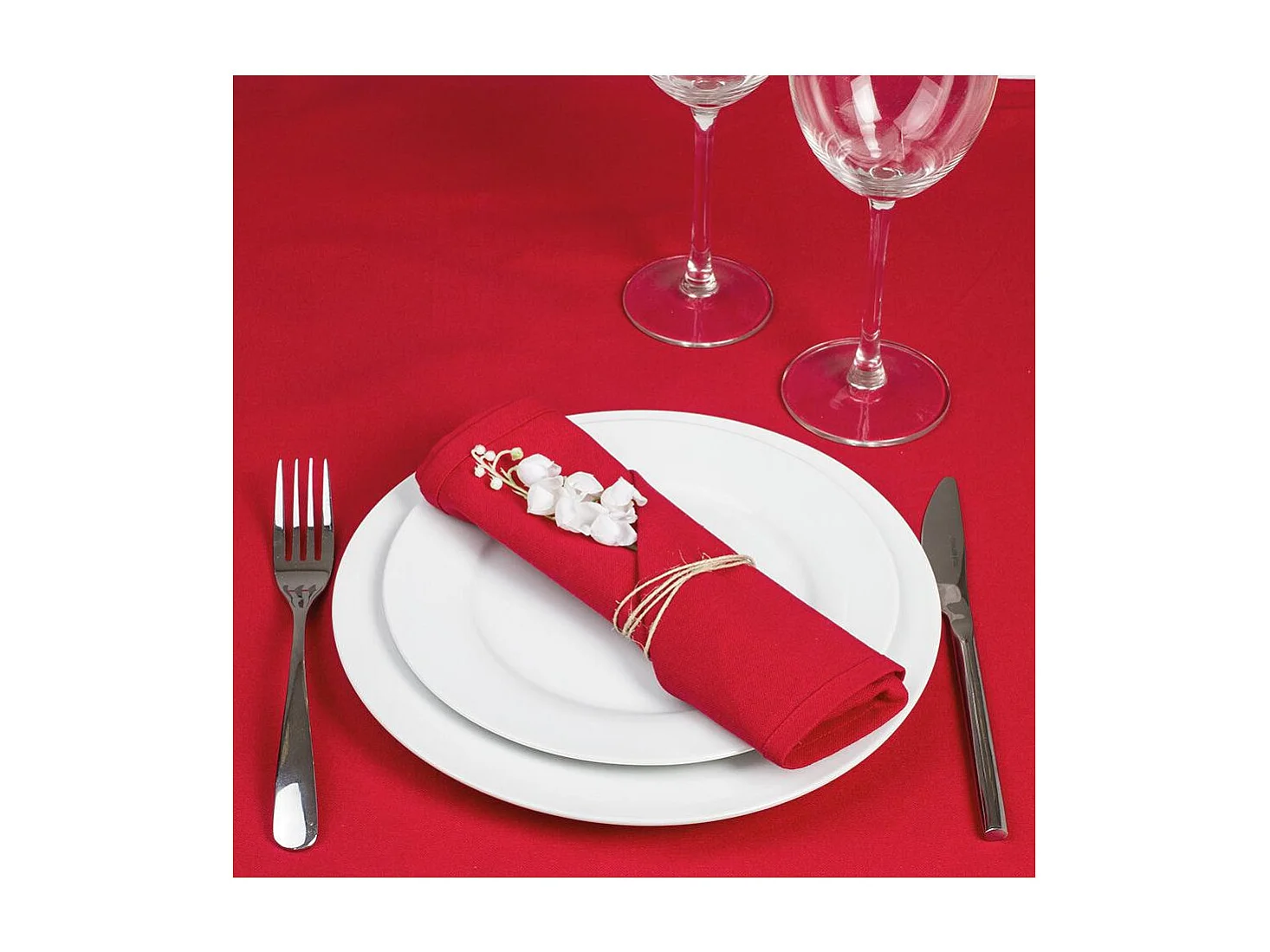 Lot de 4 Serviettes de table en Coton Rouge 40 x 40 cm