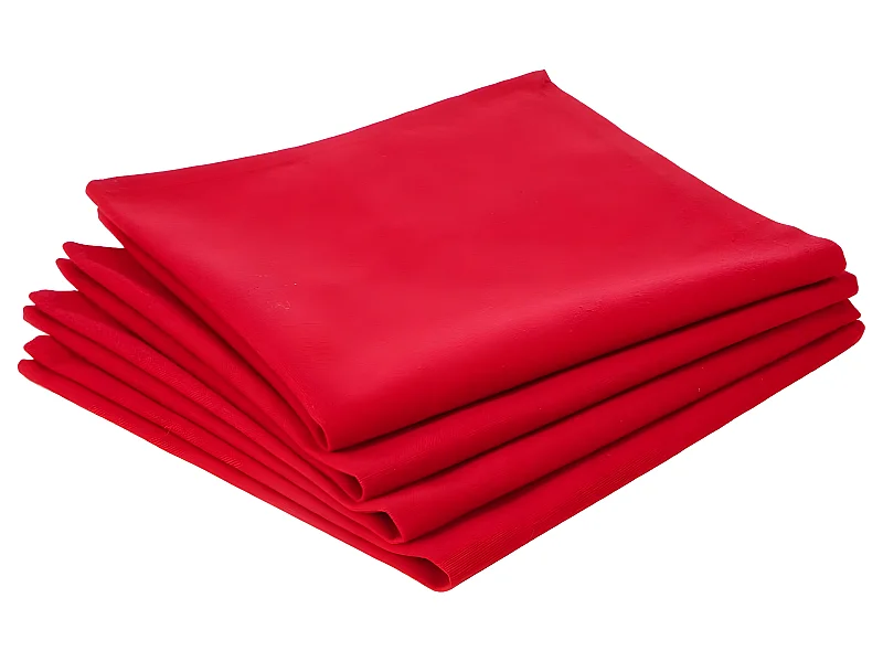 Lot de 4 Serviettes de table en Coton Rouge 40 x 40 cm