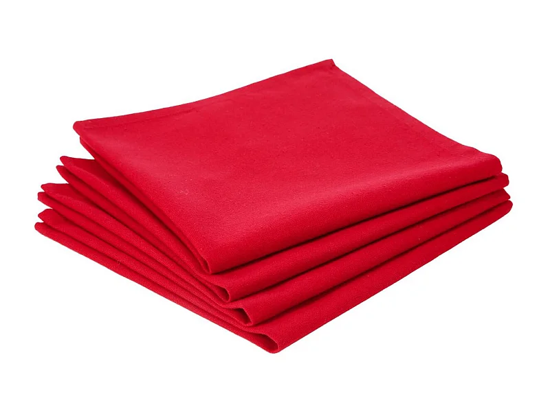 Lot de 4 Serviettes de table en Coton Rouge 40 x 40 cm
