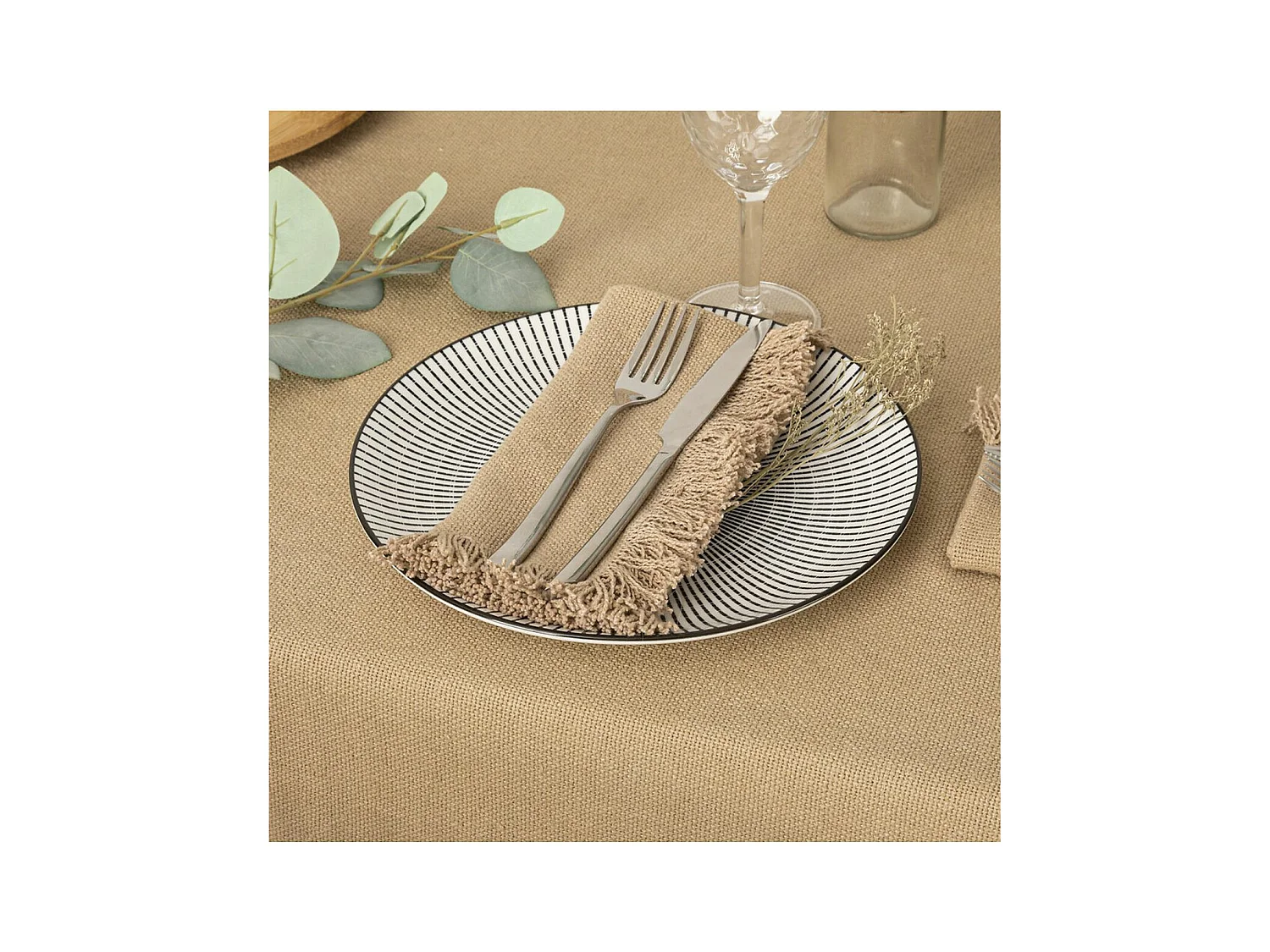 Tischserviette mit Fransen x 2