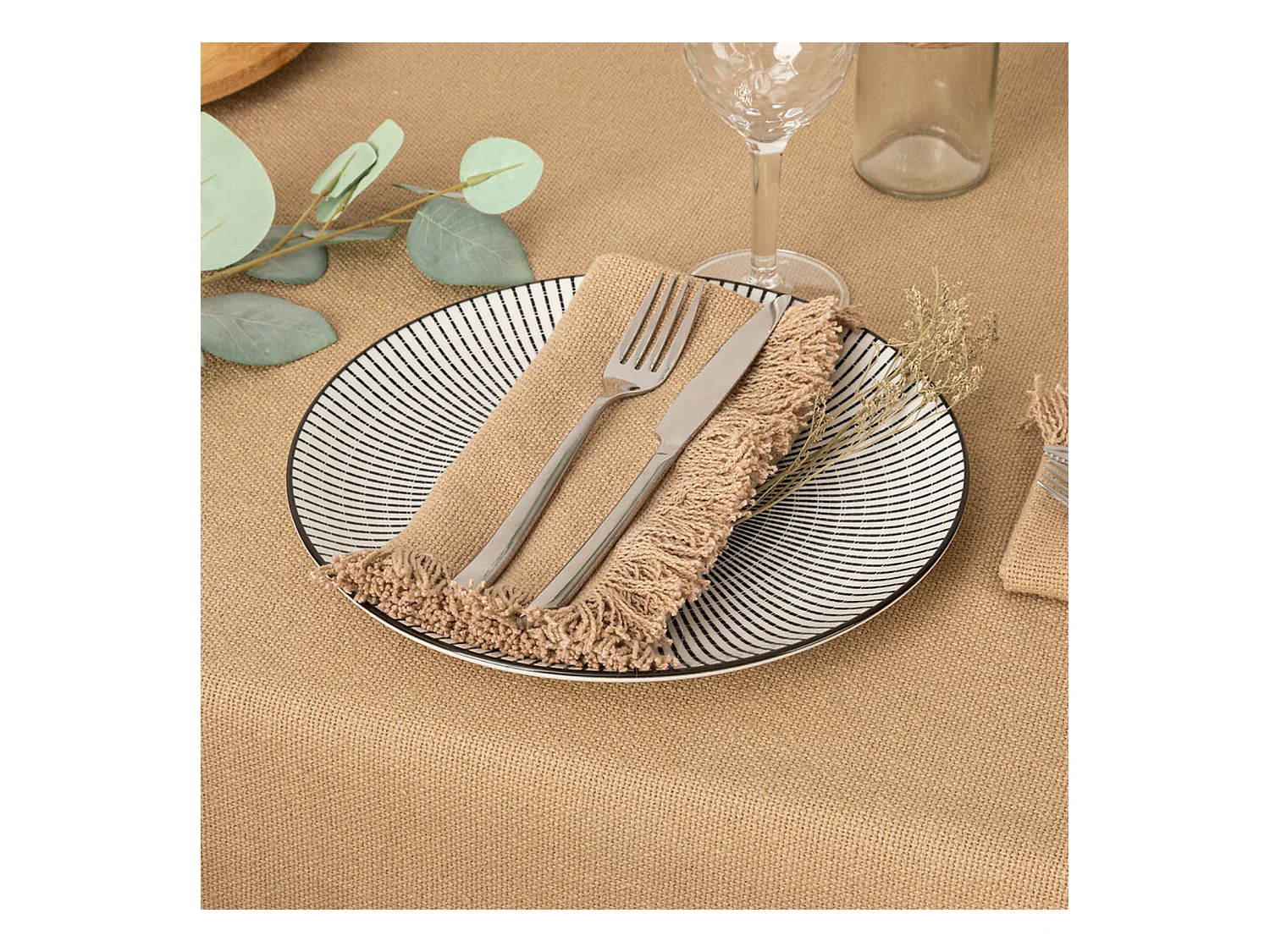 Tischserviette mit Fransen x 2