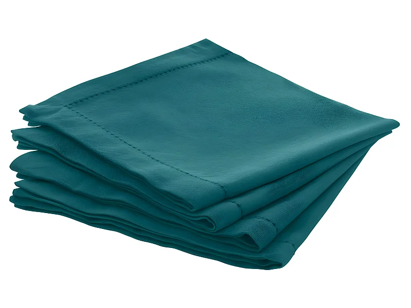 Lot de 4 Serviettes de table en Coton Bleu canard 40 x 40 cm