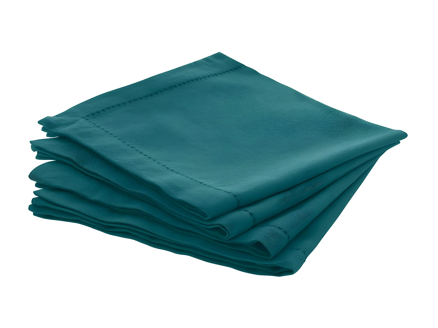 Lot de 4 Serviettes de table en Coton Bleu canard 40 x 40 cm