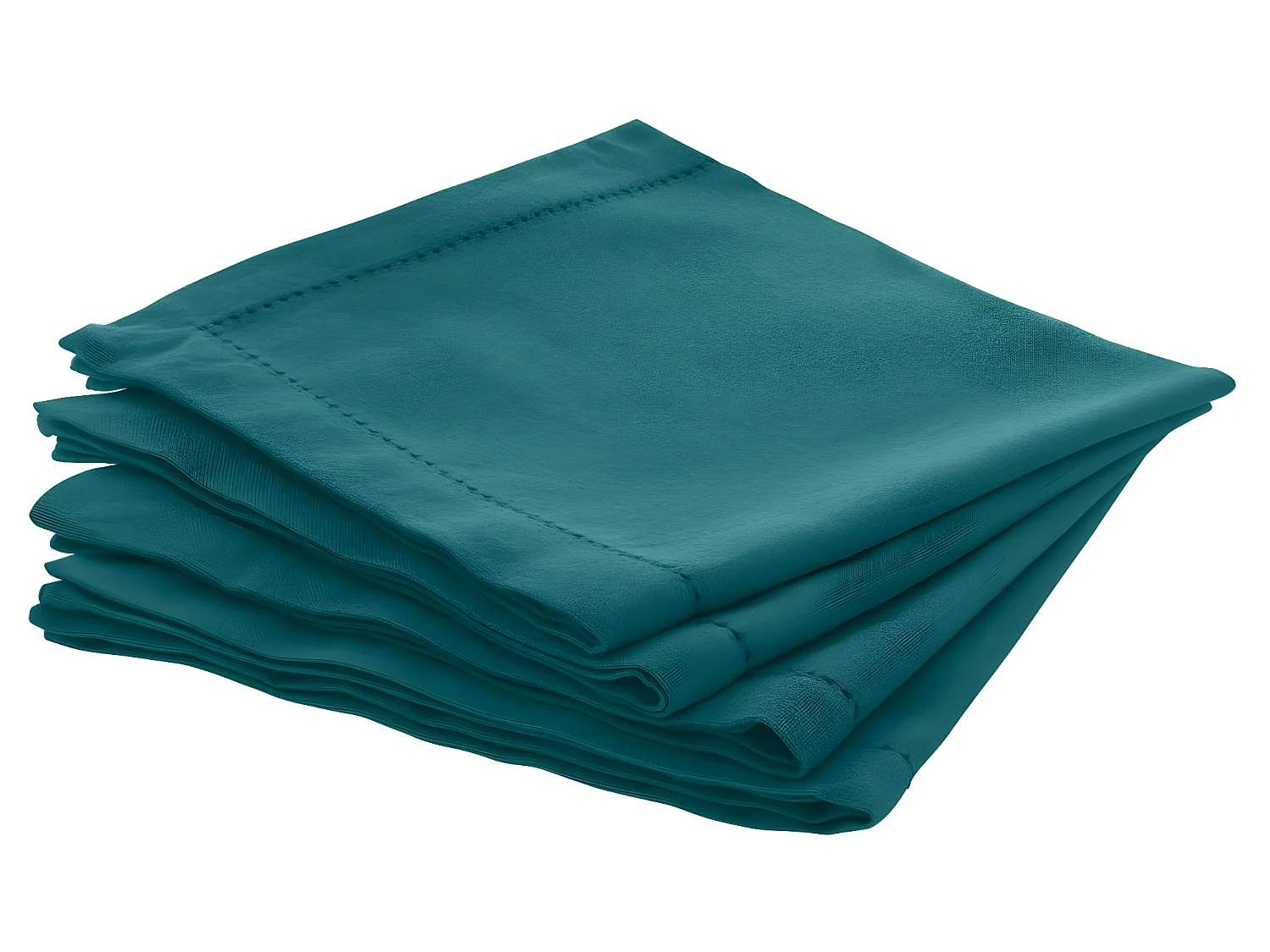 Lot de 4 Serviettes de table en Coton Bleu canard 40 x 40 cm