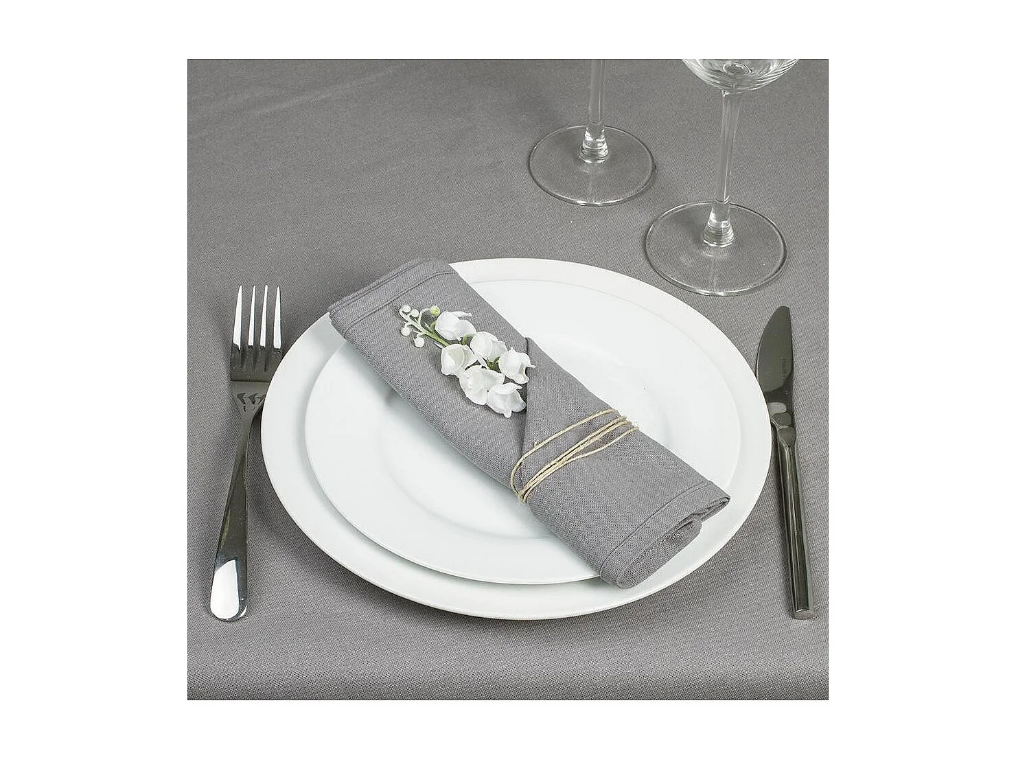 Lot de 4 Serviettes  de table en Coton Gris clair 40 x 40 cm