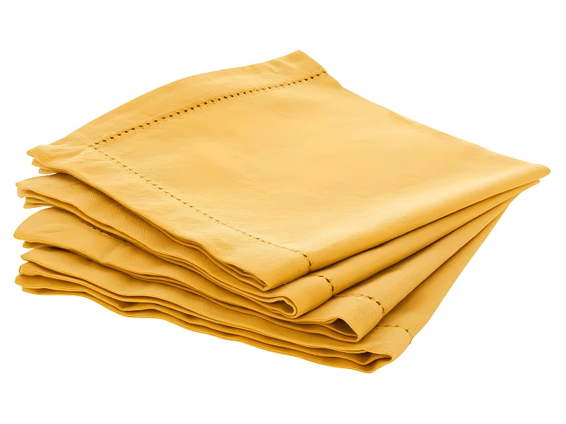 Lot de 4 Serviettes de table en Coton Ocre 40 x 40 cm