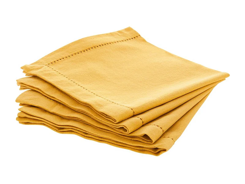 Lot de 4 Serviettes de table en Coton Ocre 40 x 40 cm
