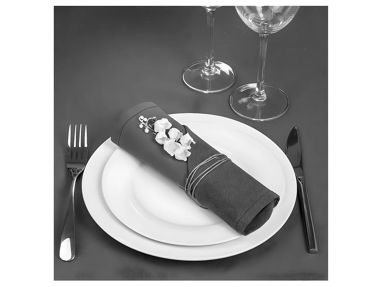 Lot de 4 Serviettes de table en Coton Gris foncé  40 x 40 cm