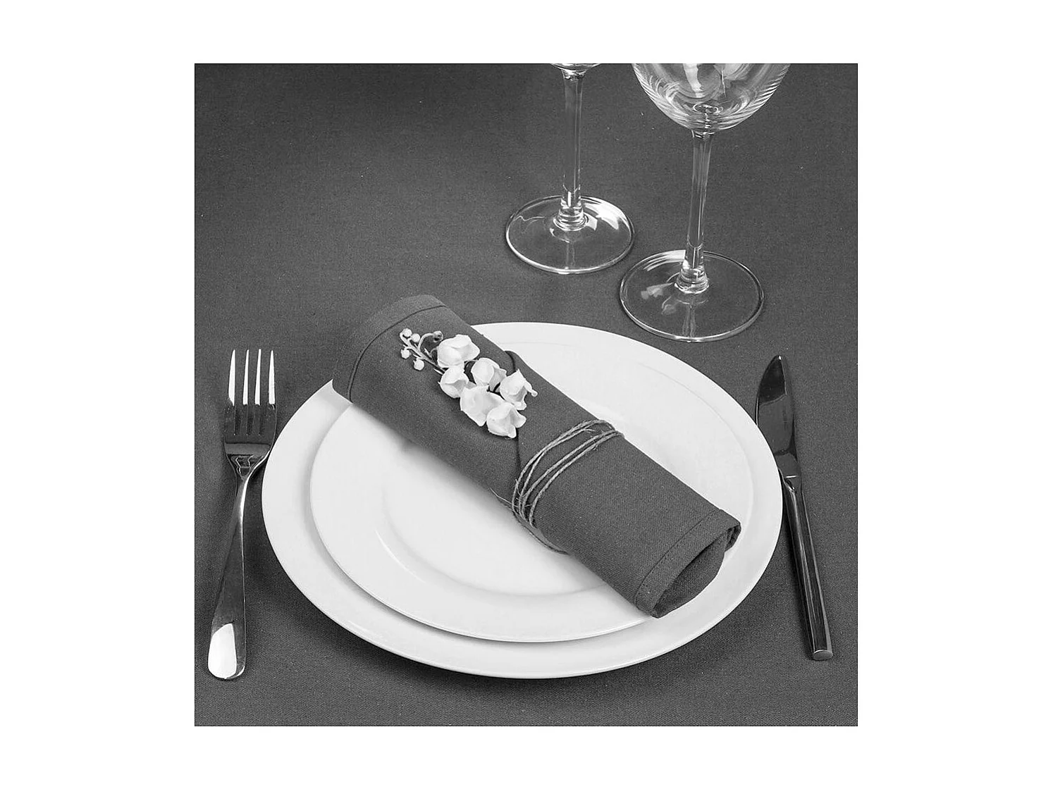Lot de 4 Serviettes de table en Coton Gris foncé  40 x 40 cm