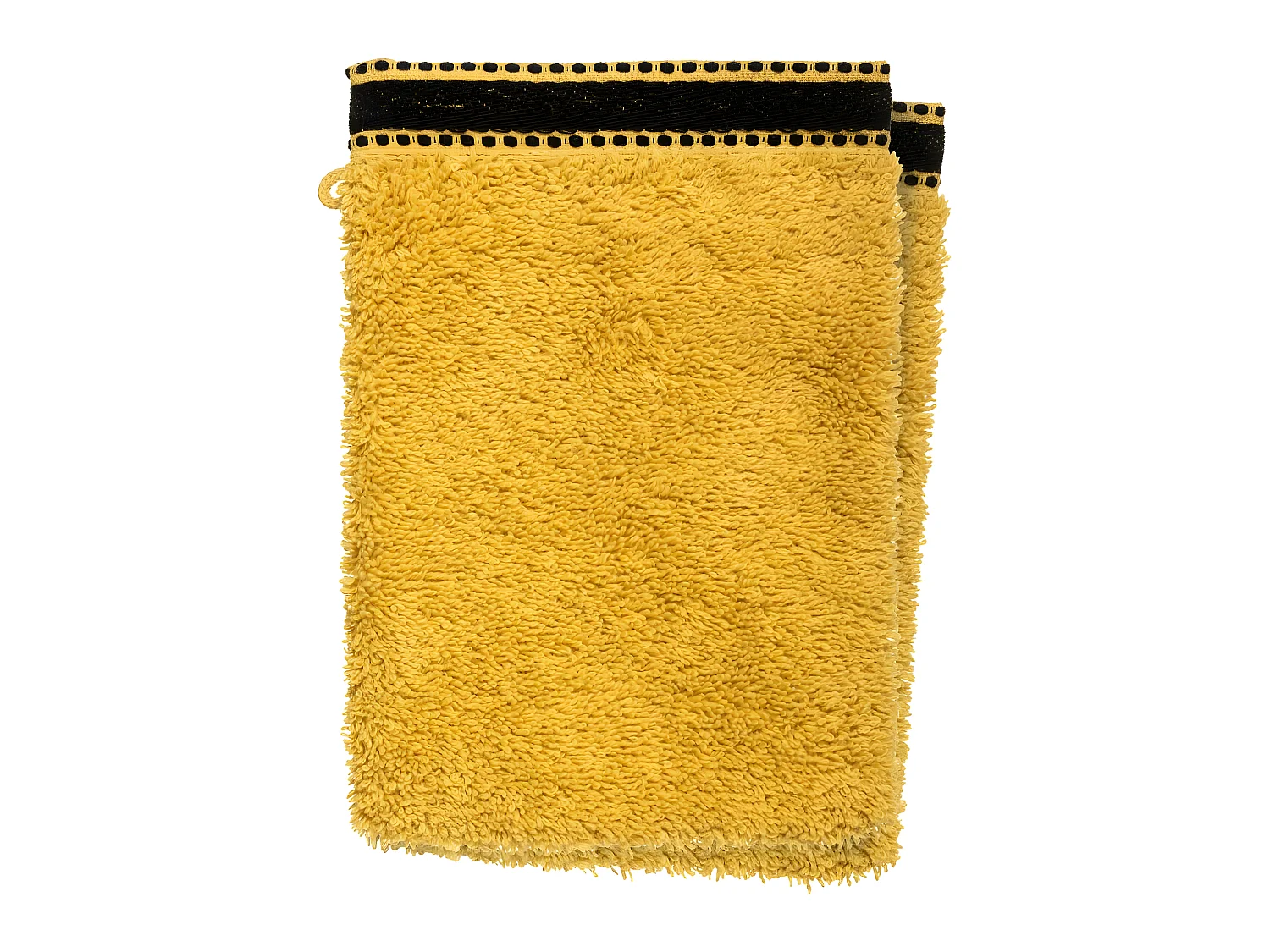 Lot de 2 Gants de toilette en Coton Jaune Ocre tissu éponge 15 x 21 cm
