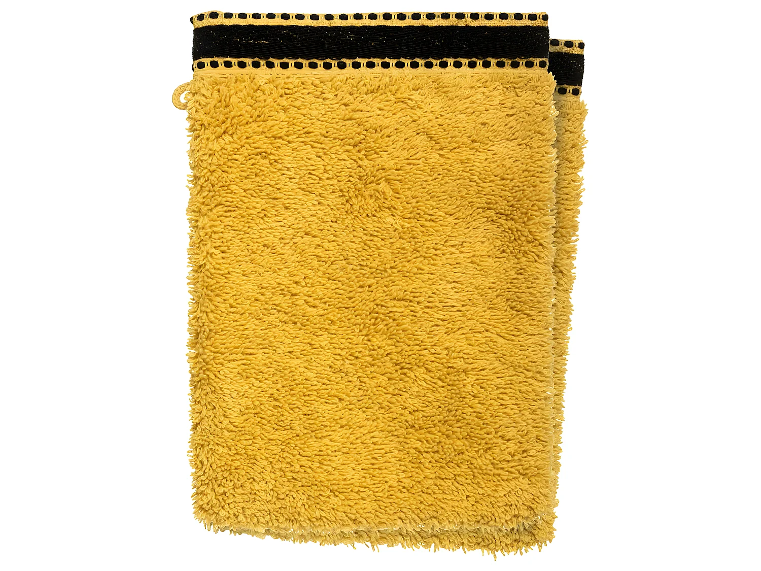 Lot de 2 Gants de toilette en Coton Jaune Ocre tissu éponge 15 x 21 cm