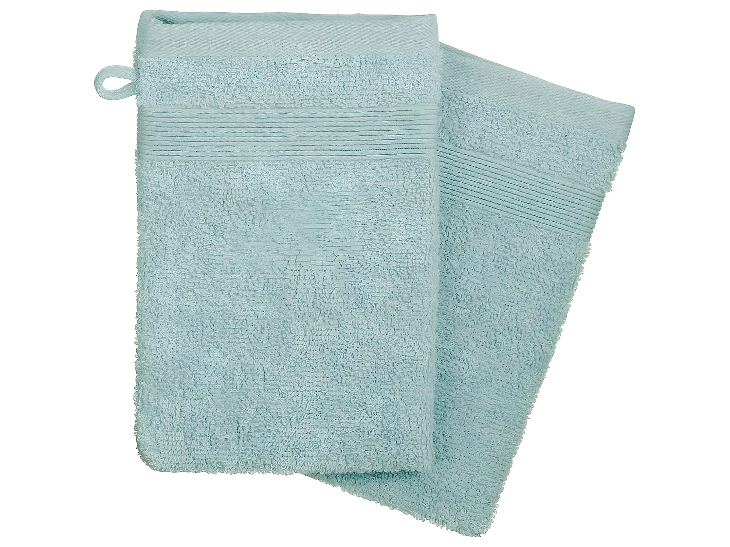 Lot de 2 Gants de toilette en Coton Vert givré tissu éponge 15 x 21 cm