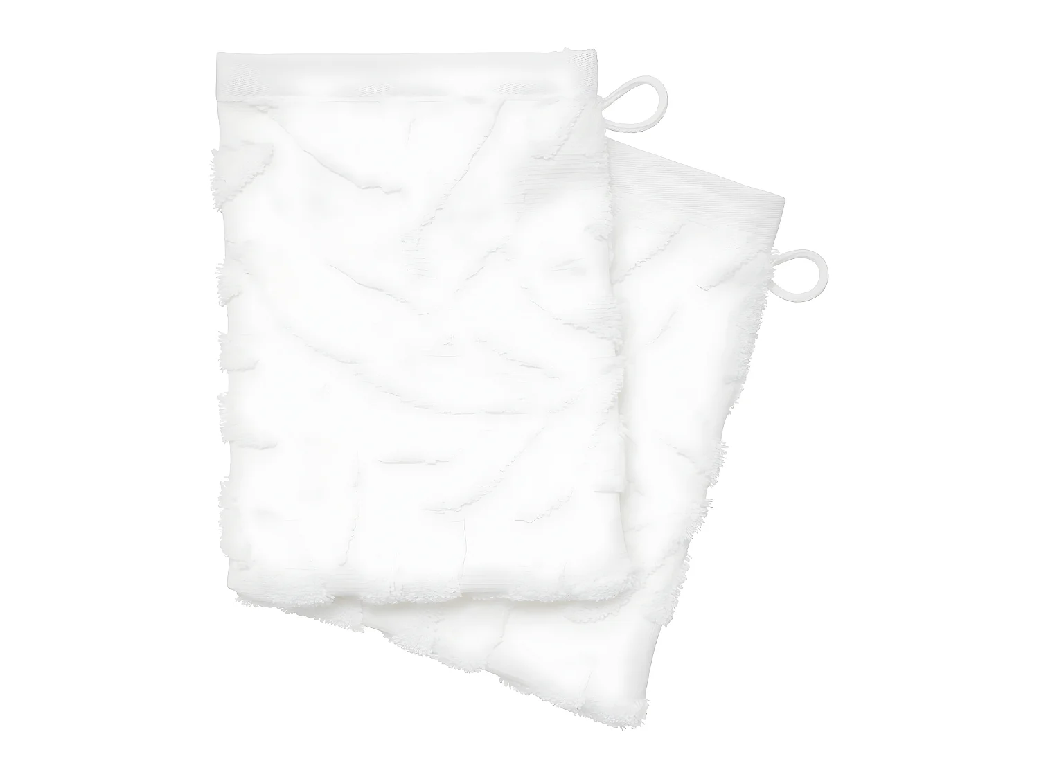 Lot de 2 Gants de toilette en Coton Blanc tissu Jacquard  15 x 21 cm