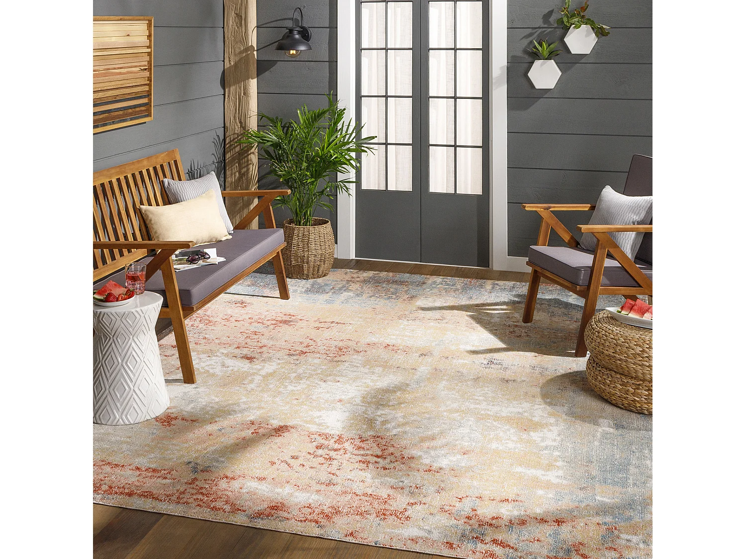 Buitenkleed - Balkon, Terras, Keuken Tapijt - Rood/Blauw - 160x213cm - SAMIRA