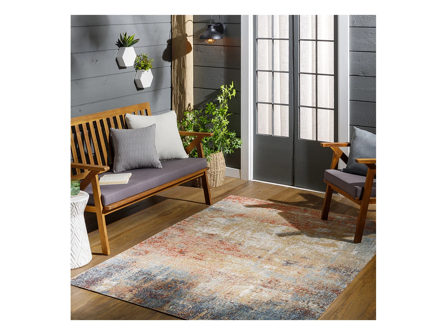 Tapis d'Extérieur/Intérieur - Rouge/Bleu - 120x170cm - SAMIRA