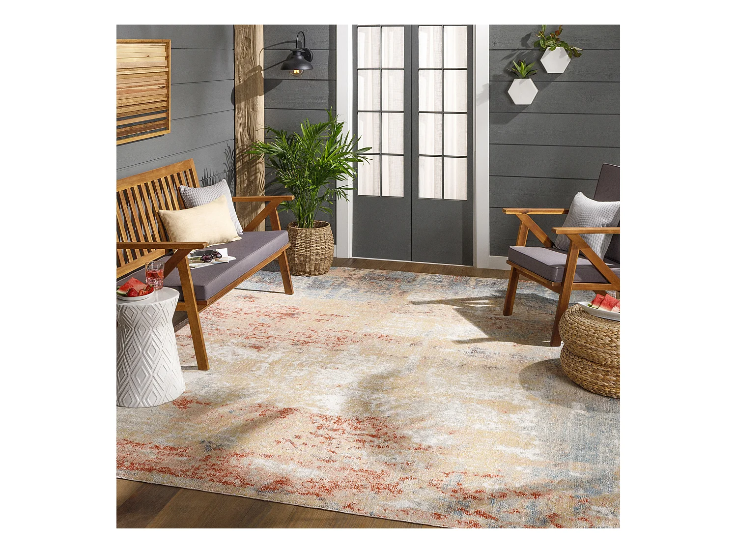 Tapis d'Extérieur/Intérieur - Rouge/Bleu - 120x170cm - SAMIRA