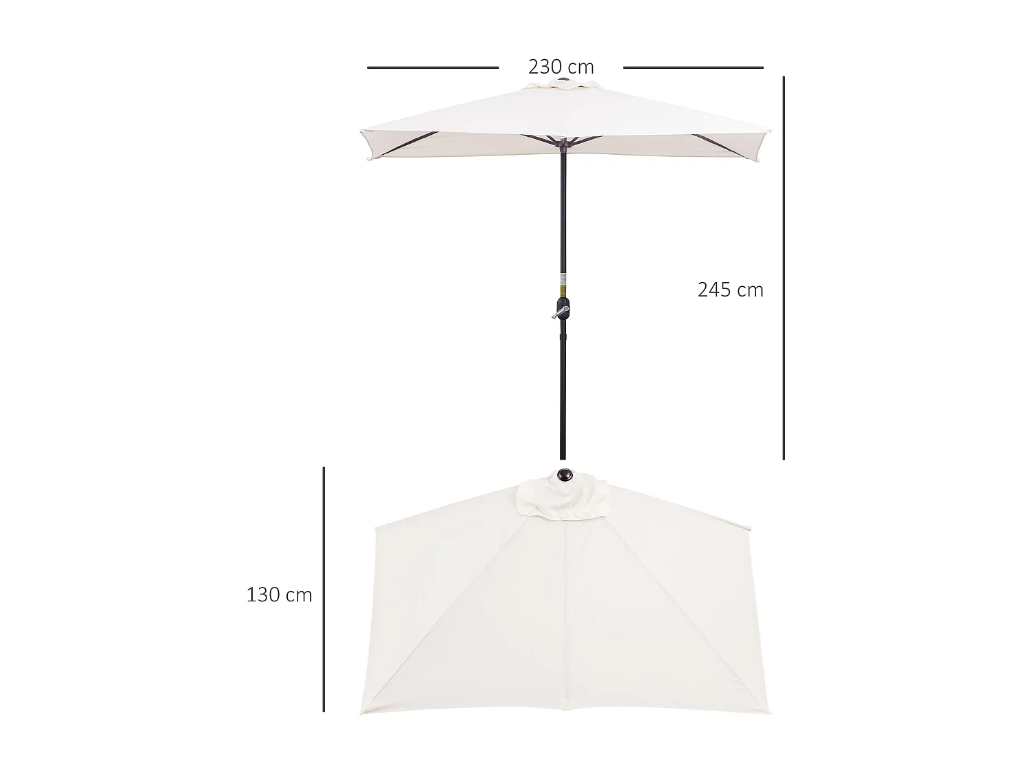 Sombrilla de jardín crema 230x130x245 cm Outsunny