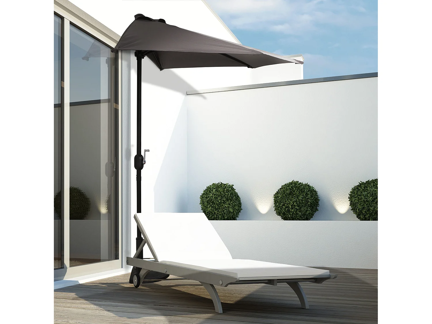 Sombrilla de jardín gris 269x138x236 cm Outsunny