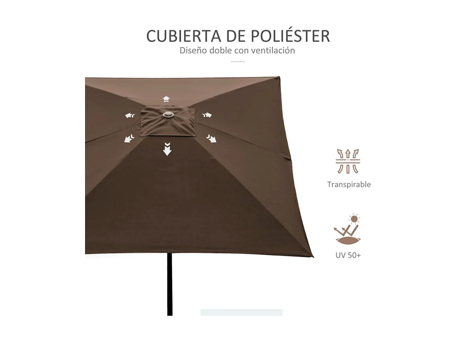 Sombrilla de jardín café 296x197x244,5 cm Outsunny