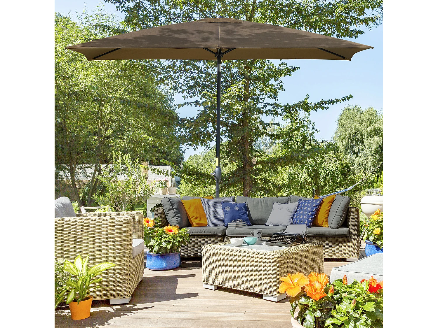 Sombrilla de jardín café 296x197x244,5 cm Outsunny