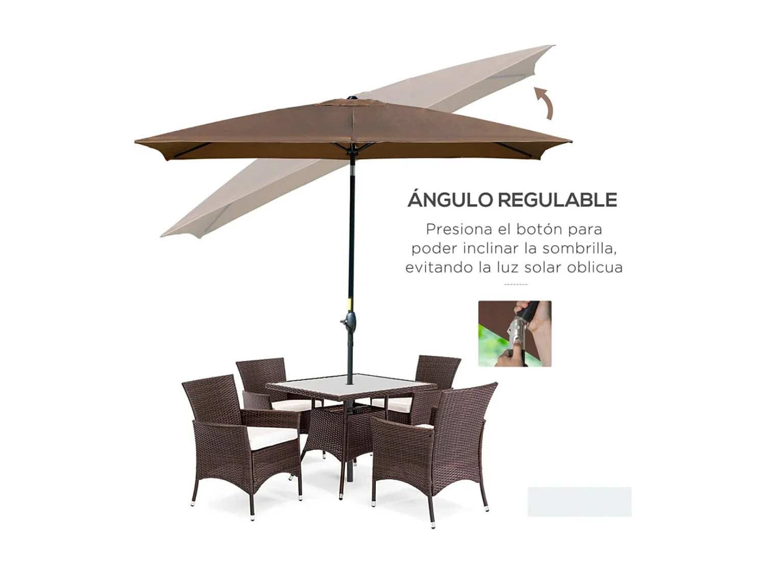 Sombrilla de jardín café 296x197x244,5 cm Outsunny