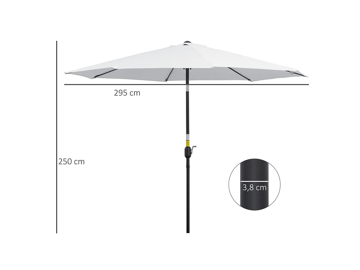 Sombrilla de jardín blanco 292x292x250 cm Outsunny