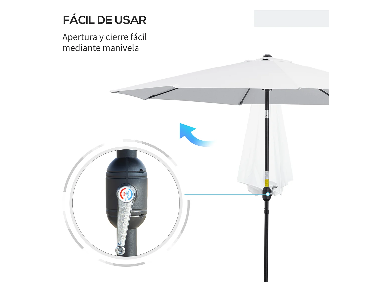 Sombrilla de jardín blanco 292x292x250 cm Outsunny