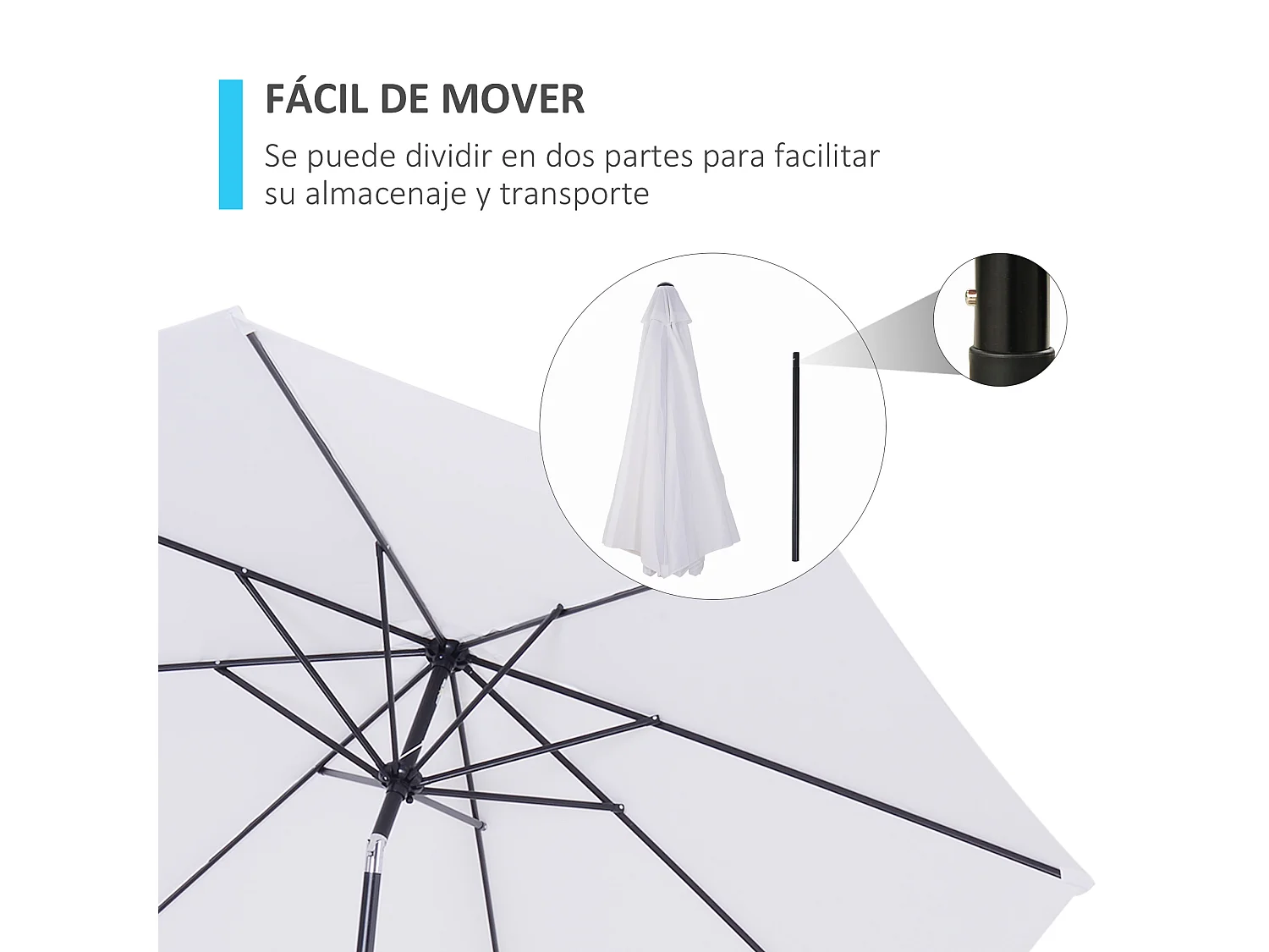 Sombrilla de jardín blanco 292x292x250 cm Outsunny