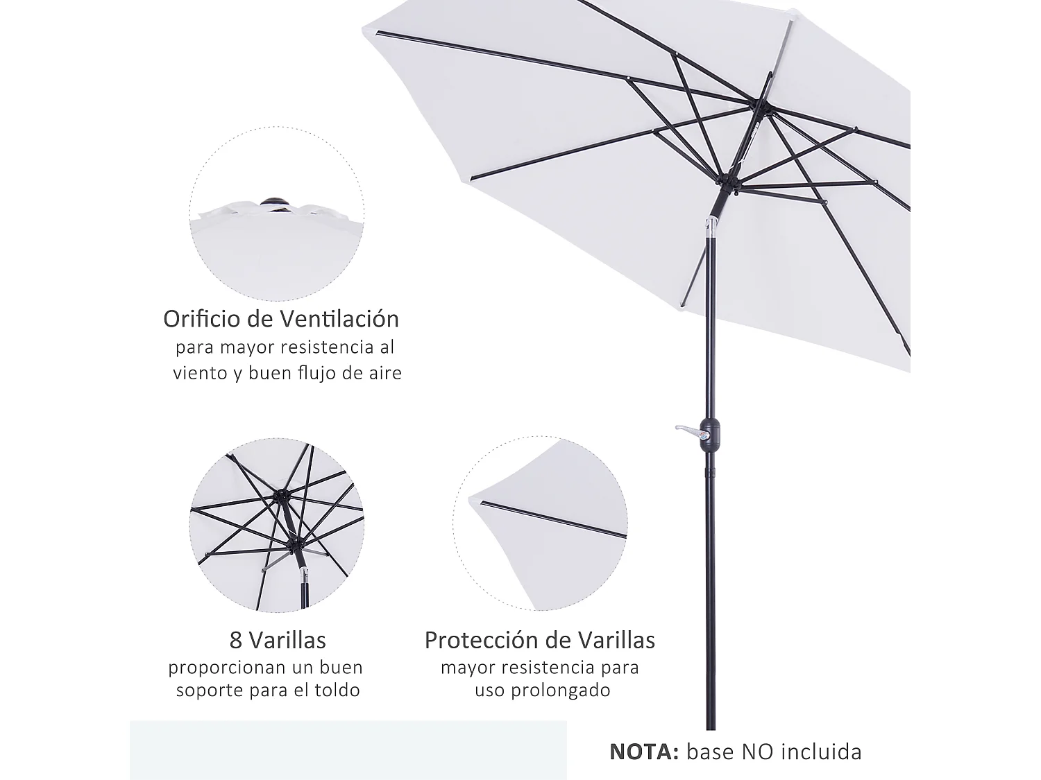 Sombrilla de jardín blanco 292x292x250 cm Outsunny