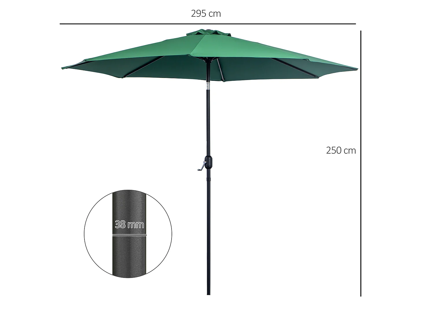 Sombrilla de jardín verde 295x295x250 cm Outsunny