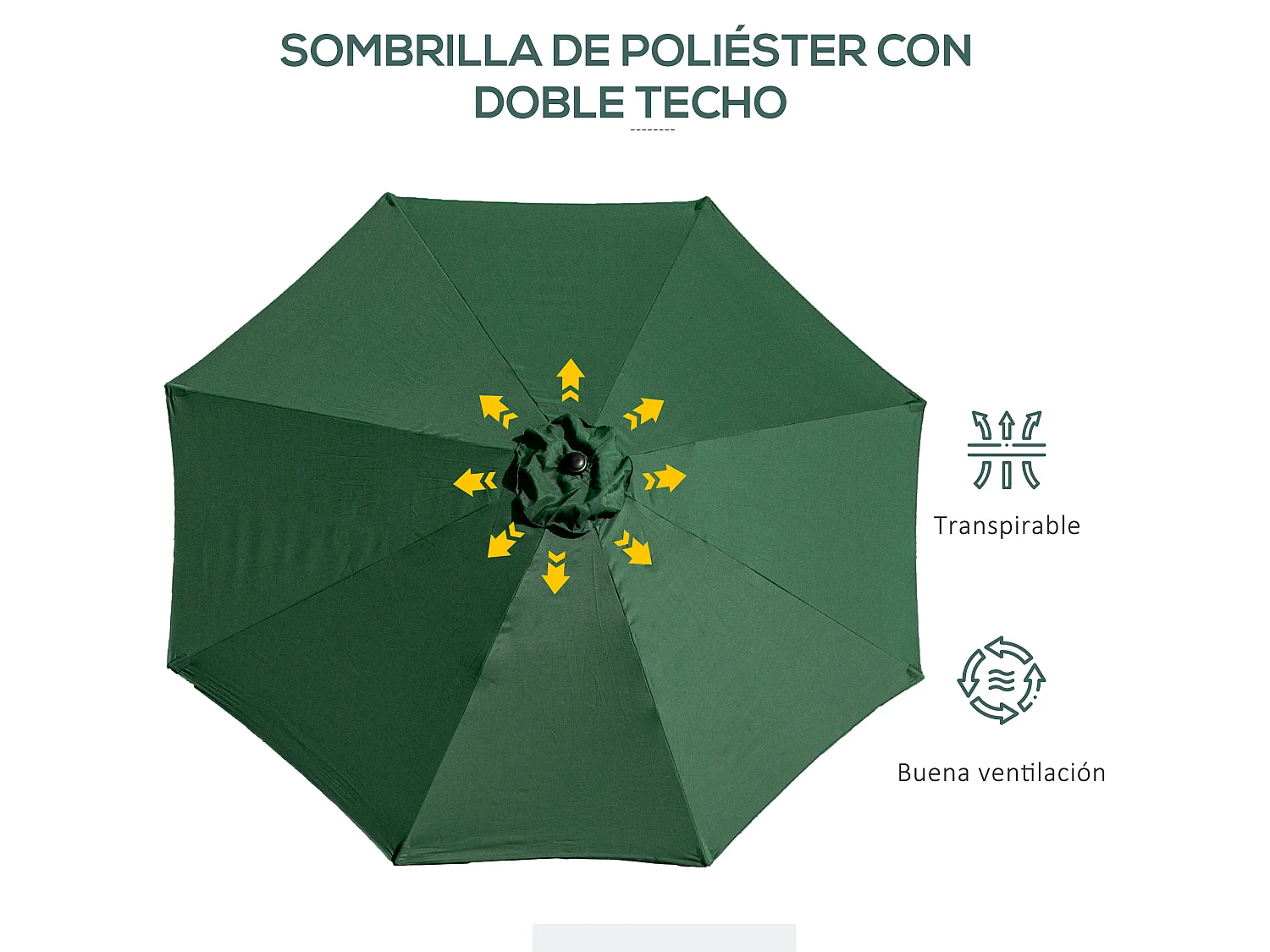 Sombrilla de jardín verde 295x295x250 cm Outsunny