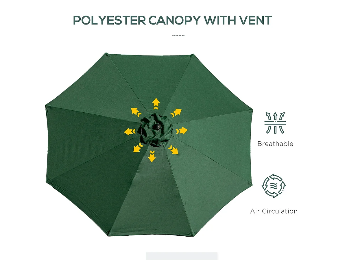 Sombrilla de jardín verde 295x295x250 cm Outsunny