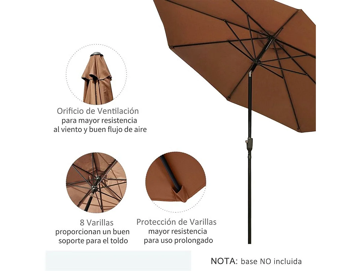 Sombrilla de jardín café 295x295x250 cm Outsunny