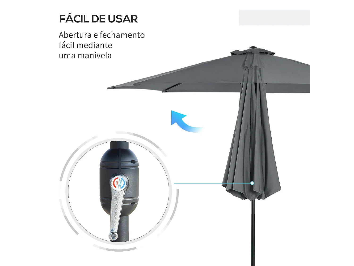 Sombrilla de jardín gris oscuro 295x295x250 cm Outsunny