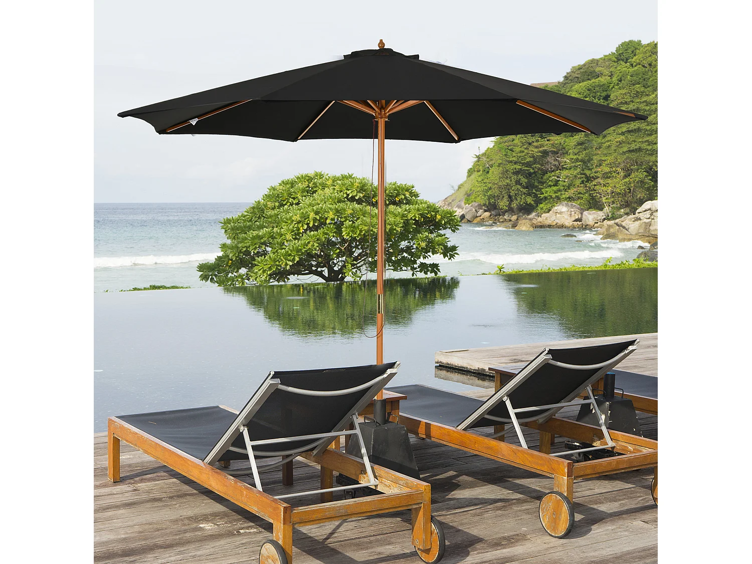 Sombrilla de jardín negro 300x300x250 cm Outsunny