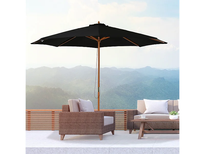 Sombrilla de jardín negro 300x300x250 cm Outsunny