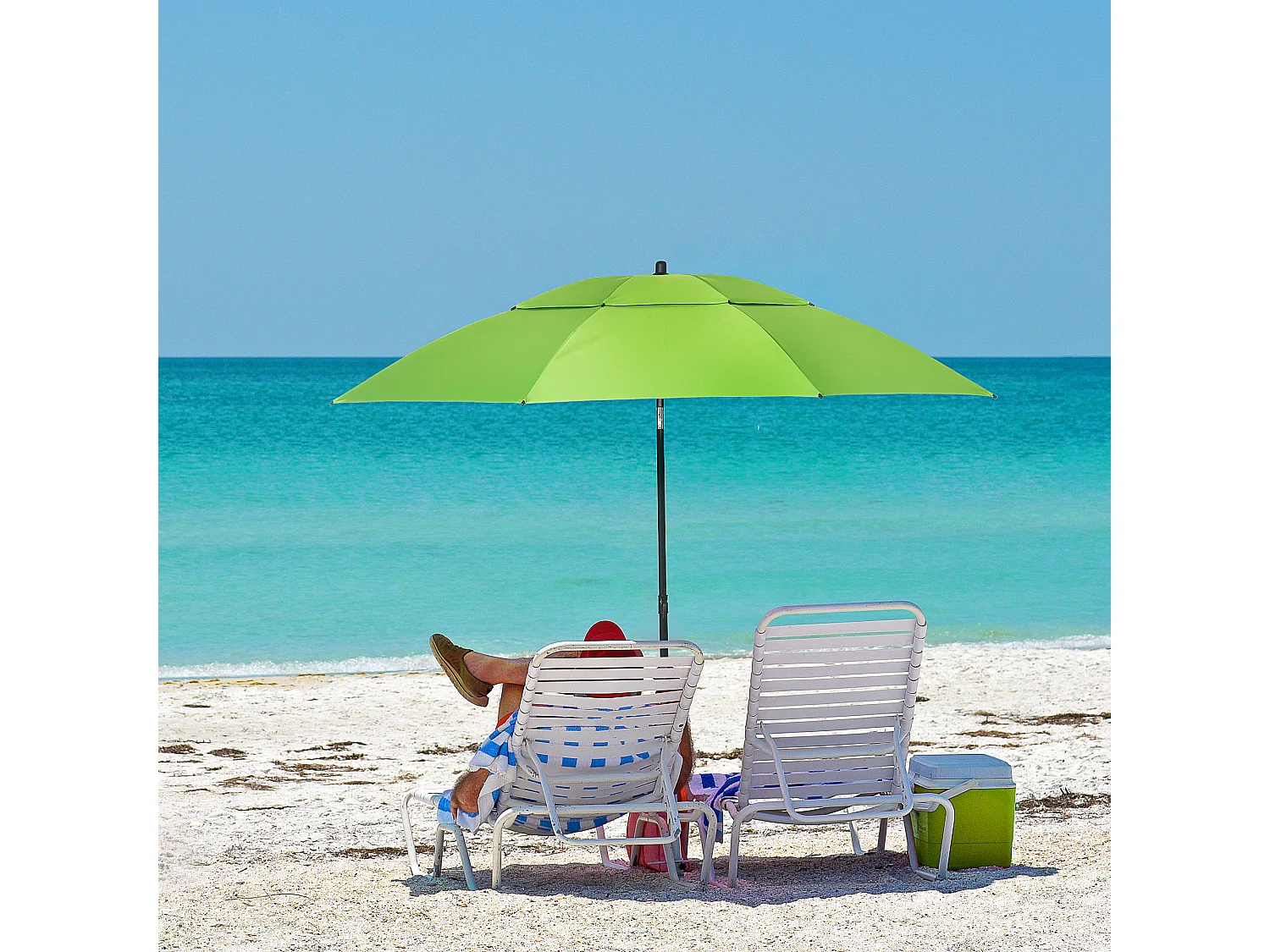 Sombrilla de playa verde 185x185x205 cm Outsunny