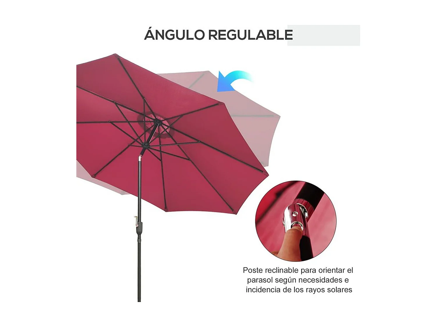 Sombrilla de jardín rojo vino 295x295x250 cm Outsunny