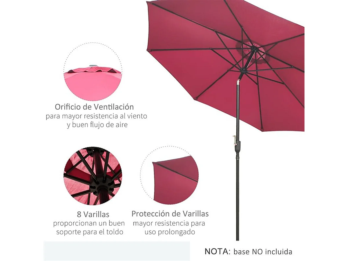 Sombrilla de jardín rojo vino 295x295x250 cm Outsunny