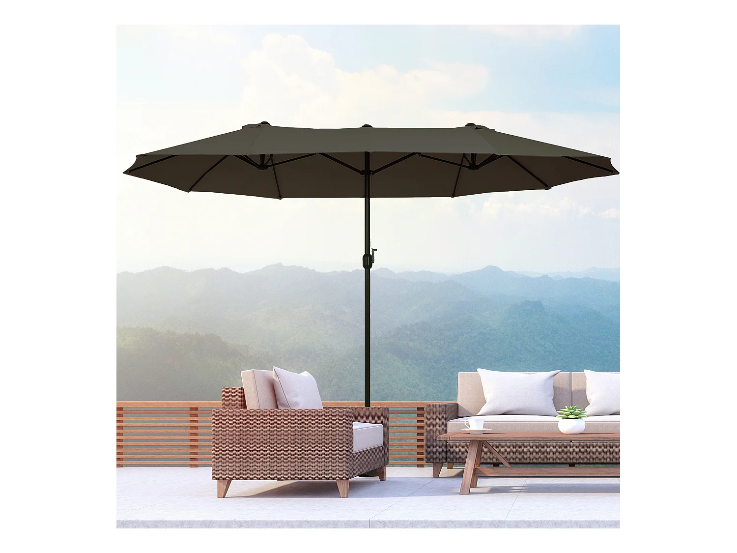 Sombrilla gris 455x265x238 cm Outsunny