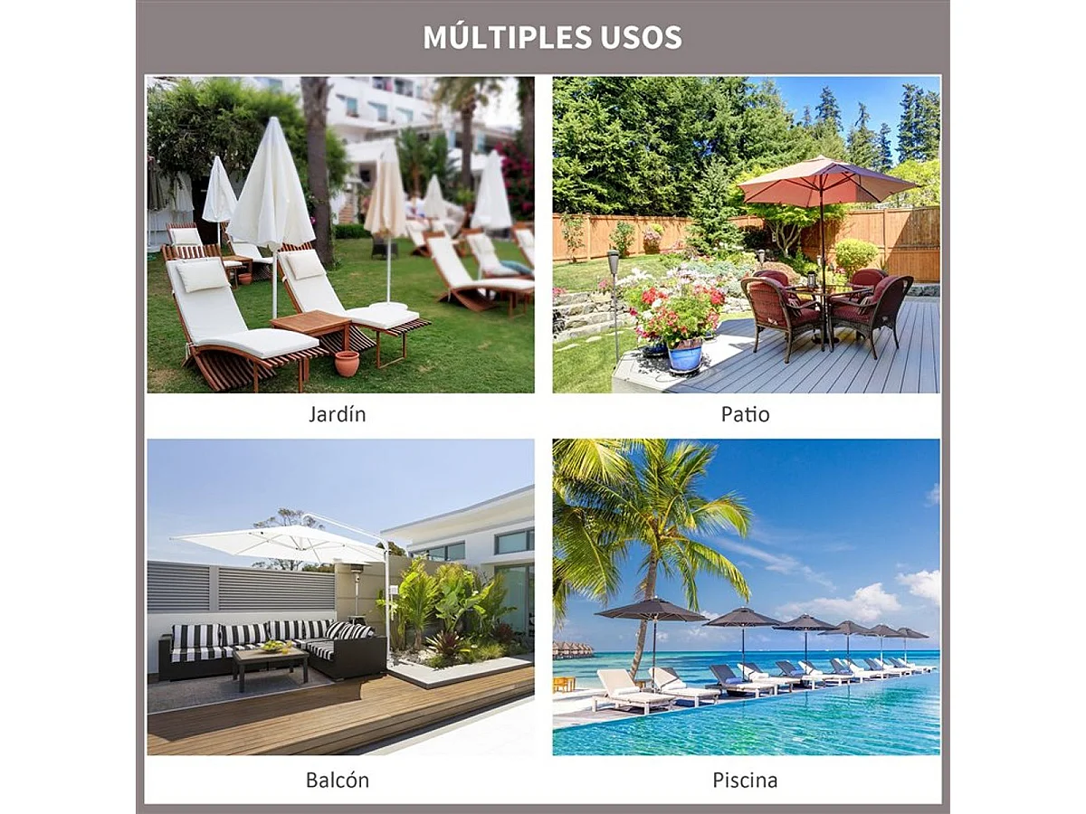 Parasol de jardín gris 300x300x297 cm Outsunny