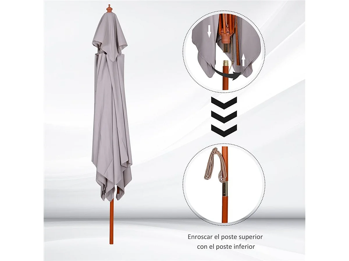 Parasol de jardín gris 300x300x297 cm Outsunny